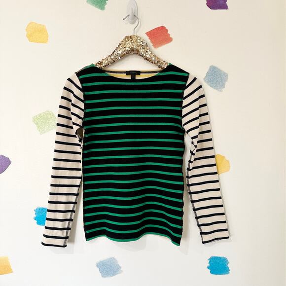 S J.Crew Tri-Color Striped Light Long Sleeved Cotton Sweater - Picture 1 of 4